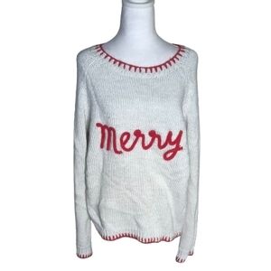 So Me White and Red Merry Sweater